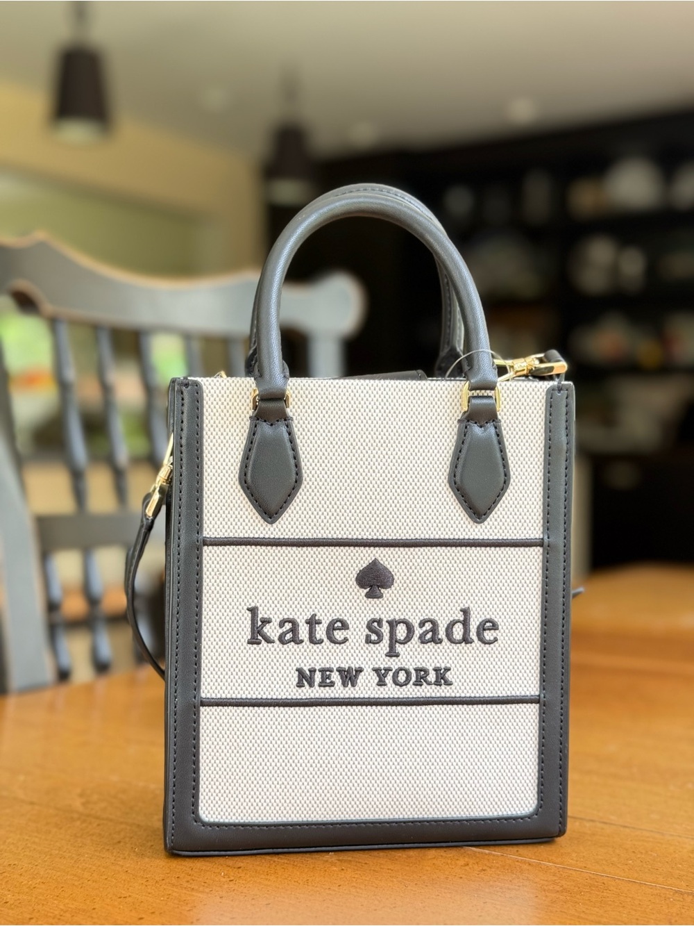 kate spade Cream and Black Mini Tote Satchel